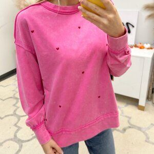 WHITE BIRCH SWEATSHIRT WITH HEARTS NEW LARGE